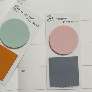 Morandi Round Transparent Sticky Notes Colorful <b>Memo</b> <b>Pad</b> Combination for Convenient Marking - Product Image 4