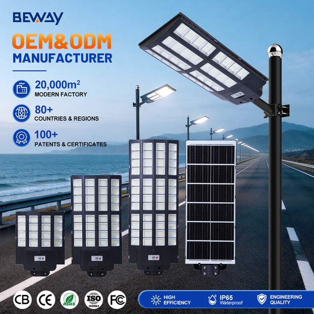 Highlight Square Street Lamp Multiple Light Bulbs Mono Solar Panel 300w 500w 1000w Waterproof IP65 LED Solar Street Light