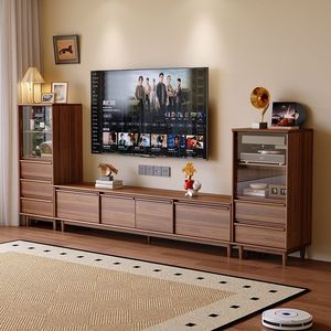 Mobile <span class=keywords><strong>TV</strong></span> in Legno Minimalista Moderno di Lusso e <span class=keywords><strong>Tavolino</strong></span> da Caffè con Spazio di Archiviazione per Soggiorno e Camera da Letto, Design Decorativo - Product Image 2