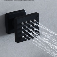 Ensemble de douche noir colonne de brouillard de pluie cascade 4 fonctions pomme de douche plafond thermostatique encastré mélangeur à 6 voies