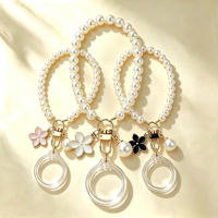 Porte-clés de luxe en perles avec insert porte-photo 36 mm, cadre photo en acrylique, breloques DIY en gros, cadeau pour mariage et fête