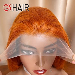 GS 180% 250% Body Wave #350 Orange Perruque Gingembre <span class=keywords><strong>Couleur</strong></span> Transparent Frontal Lace Perruques pour Femmes Noires Perruques de Cheveux Humains - Product Image 3