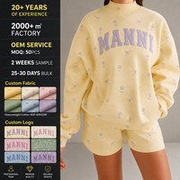 Ensemble de sweat-shirts à col montant personnalisés OEM ODM en molleton de coton épais pour femme avec broderie appliquée de lettres, fabricant de marque privée