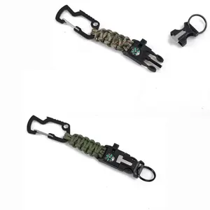 Paracord Keychain with Carabiner paracord tactical survival keychain kit camping compass camping accessories