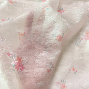 Tela para Vestido Hanfu de Primavera/Verano, Estampado Floral Rosa, Impresión Digital, Poliéster de 75 g/m², para Vestidos, Camisas y Ropa Casual - Product Image 2