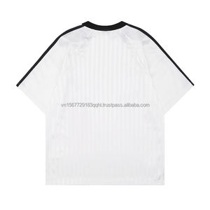 Maillot de sport unisexe à rayures verticales et imprimé lettres, respirant, séchage rapide, style streetwear américain décontracté, coupe ample, color block, manches courtes pour l'été - Product Image 1