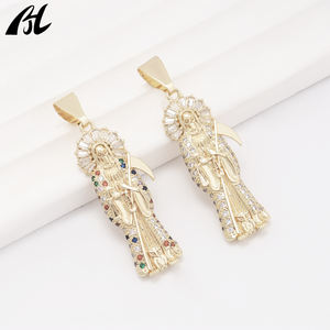 Ciondolo Hip Hop di Lusso in Stile <span class=keywords><strong>Death</strong></span> <span class=keywords><strong>Metal</strong></span> con Zirconi e Pietre Colorate Placcato in Oro 14K - Product Image 2