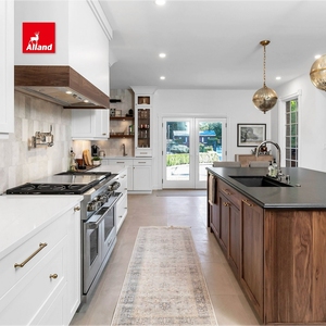 Nhà Máy Giá Brown Stain sồi trắng Cherry rãnh reeded tủ bếp với Slim Shaker khung Inset bàn đá cẩm thạch - Product Image 5