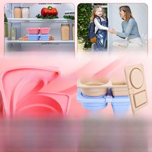 Caja de condimentos plegable de silicona con doble rejilla, caja de salsa, contenedor portátil para refrigerios, plegable para reducir el volumen y facilitar el viaje - Product Image 2