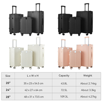 20 24 28 Zoll Hartschalen-ABS-Trolley-Koffer mit individuellem Logo, leicht, wasserdicht, luxuriöses 3-teiliges Reisekoffer-Set