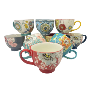 Tazas de Cerámica para Desayuno con Diseño Floral Estilo Chino, Proceso de Relieve Bajo Esmalte, Venta al por Mayor - Product Image 2