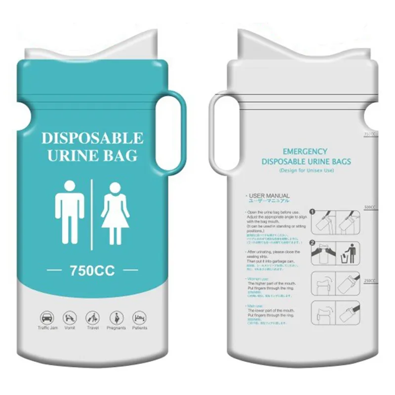 Portable Unisex 750ml Disposable Outdoor Emergency Urine Collector with Drainage Bag for Household Use