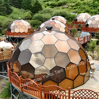 Dôme de jardin en verre de luxe de 12 m² avec salle de bain, pod de camping glamping avec cadre triangulaire ou hexagonal