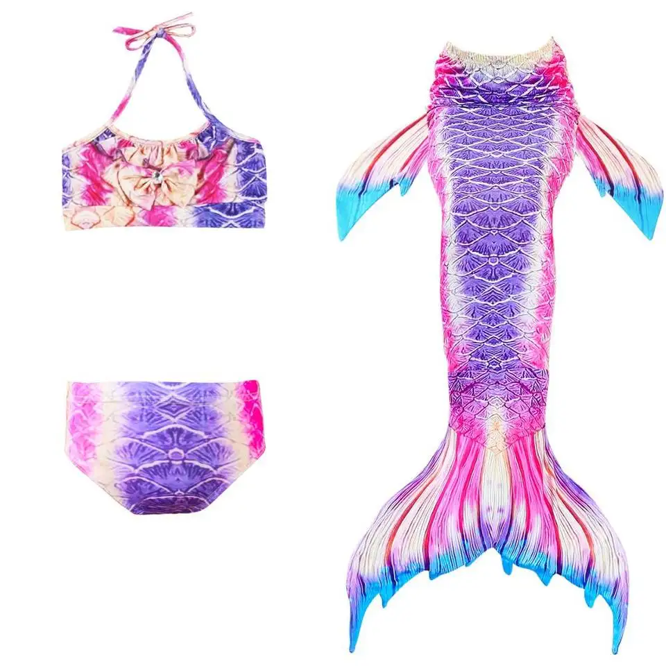 Neuankömmling Badeanzug Mädchen Bikini 100% Polyester Bade bekleidung Dreiteiliger Kinder Meerjungfrau Schwanz zum Verkauf