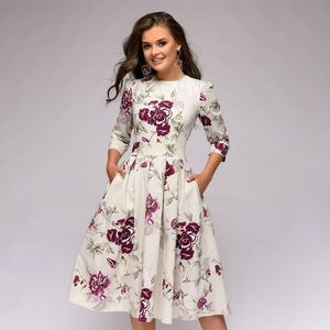2022 otoño señoras vestidos casuales de alta calidad una forma floral señoras vestidos con bolsillos - Product Image 2