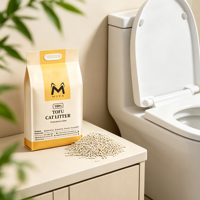 Litière pour chat biodégradable à faible émission de poussière, agglomérante rapide, couleur personnalisée, à base de tofu, litière pour animaux de compagnie, litière en palettes, litière en sable.