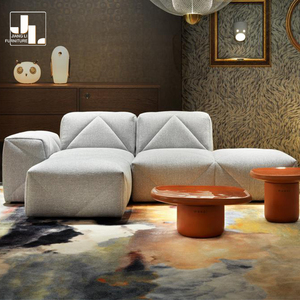 Stile moderno Villa soggiorno a forma di L divano Set Hotel lusso legno struttura in tessuto divano imbottito mobili - Product Image 4
