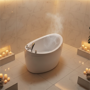 Baignoire Spa Bébé Moderne Autoportante en Acrylique 1,2 m avec Fonction de Trempage et Vidange, Utilisation Intérieure/Extérieure, Design <span class=keywords><strong>Bulle</strong></span> pour Salle de Bain de Villa - Product Image 1