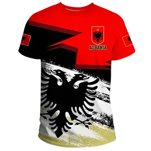 Vendita calda Albania Camicie da uomo taglie forti albanese nera bandiera aquila nuova collezione rapida T-Shirt da uomo Dry-fit