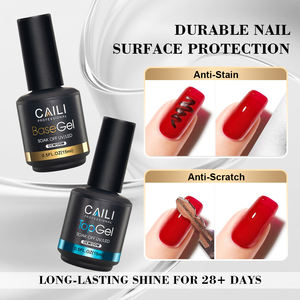 15ml hiçbir silin jel pardösü ve taban kat seti toptan 2 adet temizle kapalı islatın UV tırnak lamba Salon kalite sanat tasarım pardösü jel Oem - Product Image 6