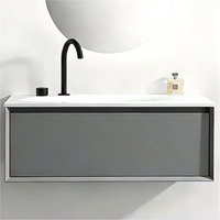 Mueble de Baño Moderno de PVC para Montar en la Pared con Lavabo de Cerámica para Hotel, Venta al Por Mayor 2026