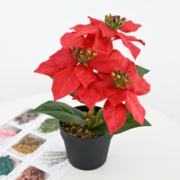 Fleurs de Poinsettia Artificielles Longue Durée 24cm Rouge Décoration de Noël pour Centre de Table Maison Fête Hivernale Décoration d'Hiver