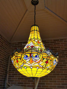 Lámpara Colgante de Estilo Tiffany Hecha a Mano de 24 Pulgadas con Vidrio de Colores, Altura Ajustable, Bombilla de Filamento E27, Garantía de 3 Años, Estilo Europeo - Product Image 2