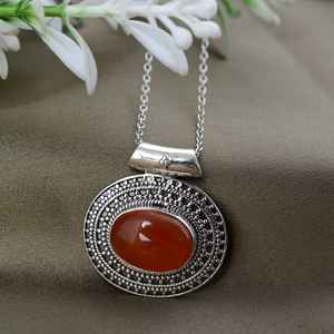 En gros Naturel Ovale Rouge Cornaline Pendentif À La Main Déclaration Bijoux avec Plaqué Onyx Chunky Tribal Déclaration Opale Charme - Product Image 4