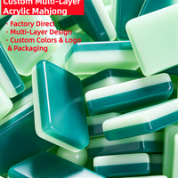 Jeu de Mahjong Américain Sans Soudure, Tuiles Acryliques Bicolores Effet Brise Océanique, Jeu de Société Minimaliste Fait Main pour le Divertissement