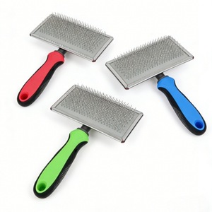 Pawmino Paws Pet Pin Comb Stainless Steel Silicone For Cat Dog Grooming <b>Fluff</b> <b>Removal</b> - Product Image 1