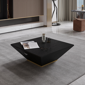 Voxhome ห้องนั่งเล่นสีดำอเนกประสงค์ทำจากไม้รูปสี่เหลี่ยมทันสมัยและวัสดุเก็บของสีดำ - Product Image 4