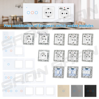 Système de Prise Murale Modulaire DIY avec Interrupteur, Standard UE, Panneau en Verre, Connectivité WiFi Tuya Alexa Google Home, Personnalisable