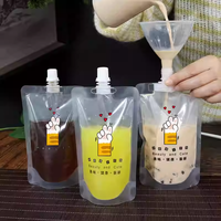 Sac de jus liquide réutilisable en plastique transparent de 500ml pochette de bec d'emballage de boisson de boisson pour la bière et le jus