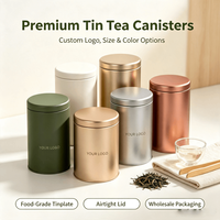Boîtes en étain cylindriques de luxe de qualité alimentaire pour thé en vrac, café, bonbons, aliments pour bébés, avec couvercle hermétique, boîte de rangement pour thé avec impression personnalisée