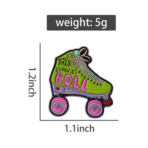So rolle ich Emaille Pin süße Rollschuhe mit Bogen Brosche Revers Abzeichen Schmuck Geschenk für Skater - Product Image 6
