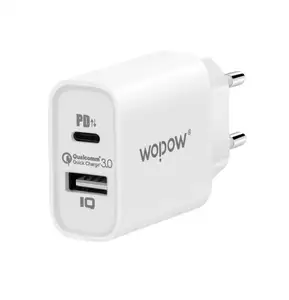 Wopow Q21 EU 2 포트 휴대 전화 USB 충전 키트 유형 C PD 18w QC3.0 벽 고속 충전기 (케이블 포함)