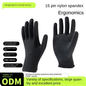 Gants de protection Hengda en nylon et élasthanne, givrés, à manchette souple, doux, respirants, enduits de <span class=keywords><strong>latex</strong></span>, longueur opera, pour le jardinage, vente en gros OEM - Product Image 4