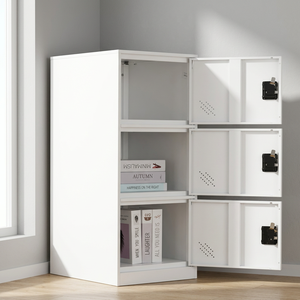 MECOLOR Modern <b>Metal</b> Vertical Single Tier Small Commercial Locker Key Lock-Freestanding 2 3 Compartment Filing <b>Cabinet</b> Storage - Product Image 4