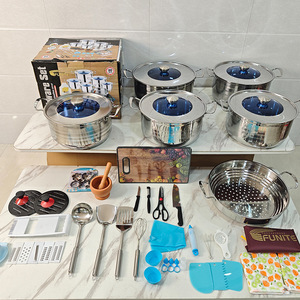 FLEY FUNITE 54-teiliges Modernes Minimalistisches Design Unbeschichtetes Edelstahl-Kochgeschirr-Set mit Kombinationsdeckel Kasserolle-Kollektion - Product Image 2