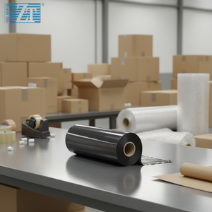 Rollo de Envoltura Elástica para Uso en Máquinas, Negro, Rojo, Azul, Blanco, Película de Envoltura Elástica LLDPE, Rollo Jumbo para Embalaje de Palés - Product Image 1