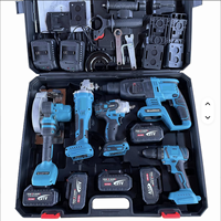 Ensemble d'outils électriques sans fil WKC 20V à batterie lithium 4-en-1 avec mallette de transport incluant marteau perforateur, meuleuse d'angle, scie électrique et perceuse électrique