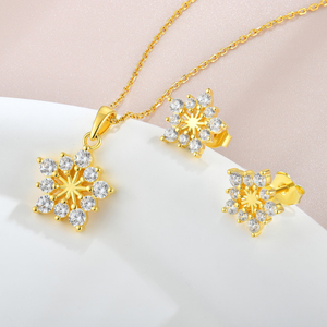 Collier pendentif flocon de neige de luxe plaqué or 18 carats, serti de zircon cubique, bijoux élégants pour femmes pour mariage, anniversaire - Product Image 3