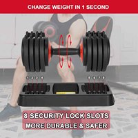 Haltère réglable de 25 kg (55 lb) avec poignée en métal antidérapante, réglage rapide du poids, exercice de remise en forme pour un entraînement complet du corps