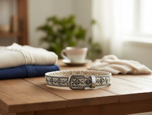 Cintura Intrecciata con Fibbia Argentata, Design Lavorato a Maglia, Accessorio di Moda - Product Image 2