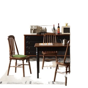 Chaise de salle à manger vintage en bois massif de style français avec dossier, style américain méditerranéen - Product Image 5