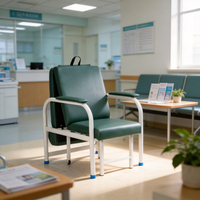 Fauteuil de Soins Inclinable 2-en-1 Direct Usine, Lit d'Appoint Pliant et Siège de Visiteur pour Hôpital et Clinique, Chaise d'Allaitement en Cuir