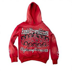 OEM personalizado Sun Faded No String Digital DTG impresión sudaderas con capucha 500GSM 100% algodón polar Oversize pantalla impresión sudaderas con capucha - Product Image 1