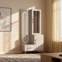 Armoire LED moderne en acier de style européen, coiffeuse en MDF avec miroir sur pied, meuble de chambre durable, armoire de rangement en métal pour salle à manger