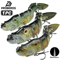 PROBERDS Luya Appâts artificiels durs multi-sections en plastique bionique avec hameçons pour la pêche à la perche en mer et en eau douce, 4 couleurs (A-D)