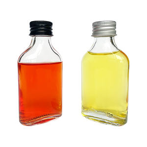 Mini bouteille en verre plat de 50ml bouteilles en verre de whisky d'alcool transparent avec couvercle en métal - Product Image 2